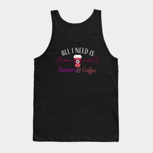 Hair Stylist Coffee Scissors Tank Top